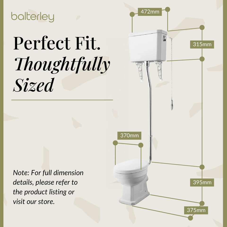 image 1 of Kinston Traditional Comfort Height Toilet Pan, High Level Cistern, Flush Pipe Kit & Soft Close Seat - White - Balterley