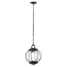 Vandalia 1 Light Small Outdoor Ceiling Chain Lantern Black, E27