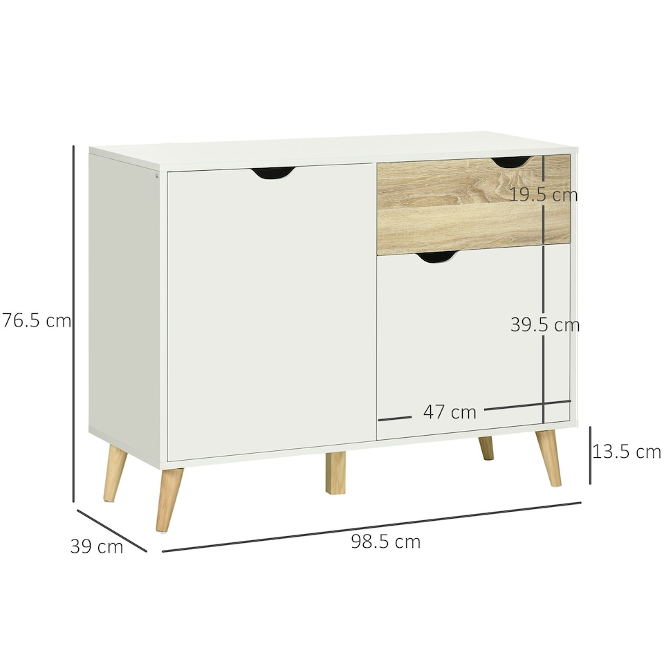 image 1 of HOMCOM Free Standing Sideboard Storage Cabinet, Accent Cupboard with Drawer