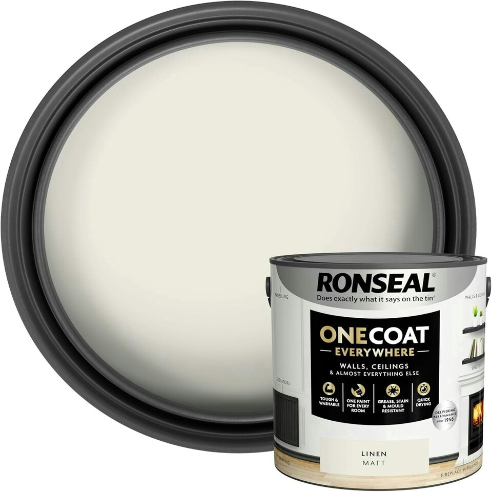 image 1 of Ronseal One Coat Everywhere Matt Paint 2.5L Linen