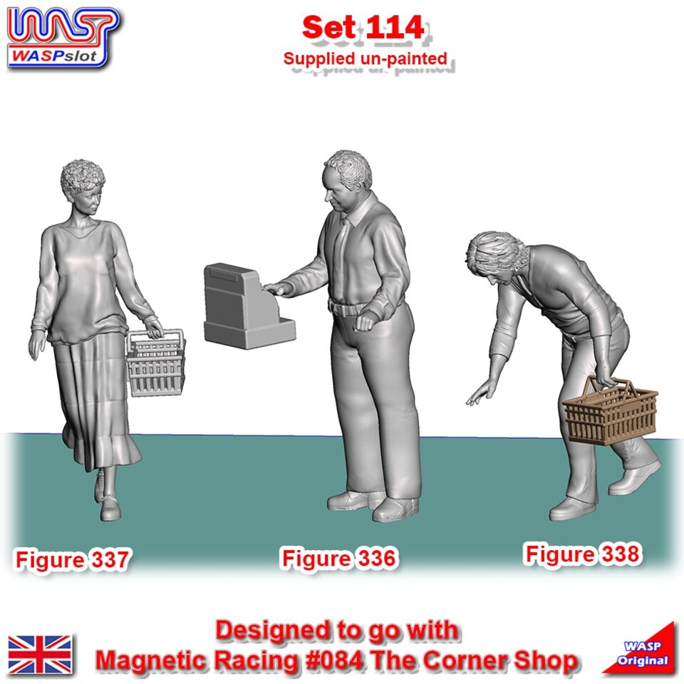 Trackside Unpainted Figure Scenery Display Set 114 Shopping Figures x 3 1:32 Wasp