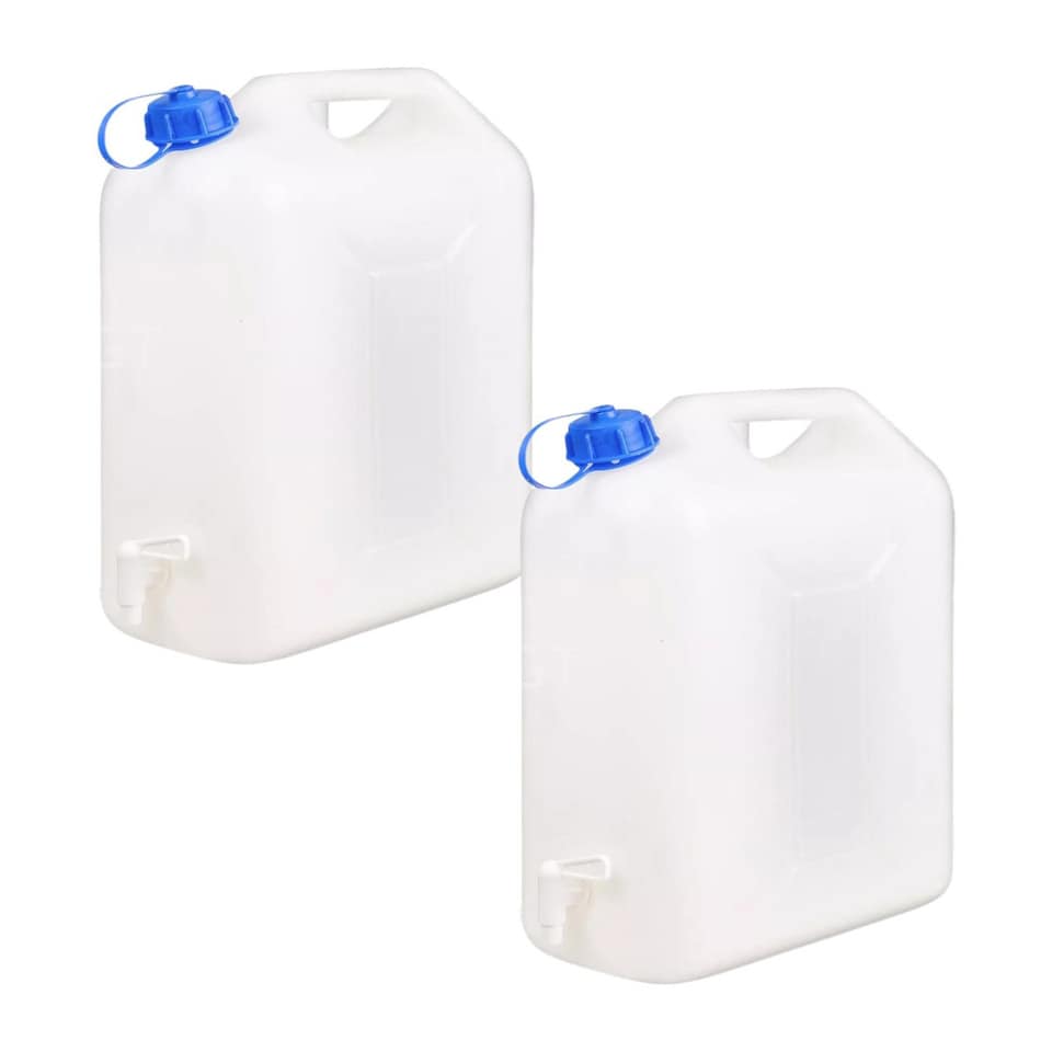 image 1 of 20L Plastic Water Jerry Can with Spout & Tap | White | 2