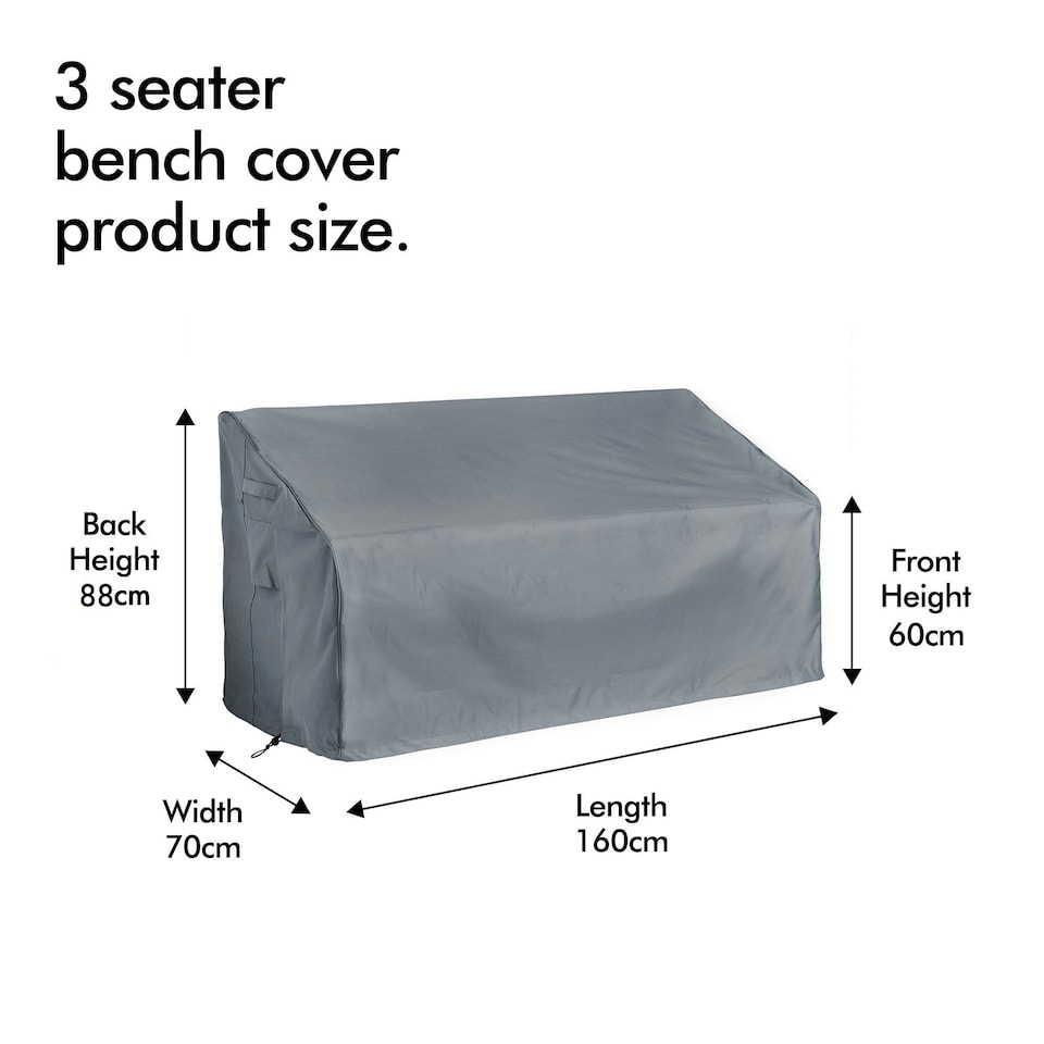 image 1 of VonHaus Waterproof  3 Seater Bench Cover H88 x W160 x D70cm | Grey | H88/60 x W160 x D70 cm