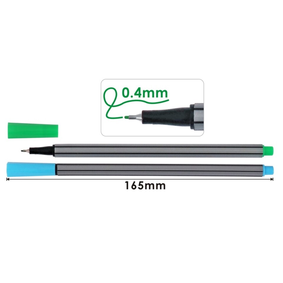 image 1 of Pack of 12 Colour Art Drawing Fineliner Marker Pens