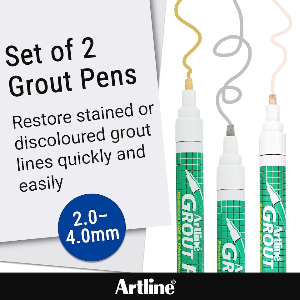 image 1 of Artline Grout Marker Pens Cream 2 Pack