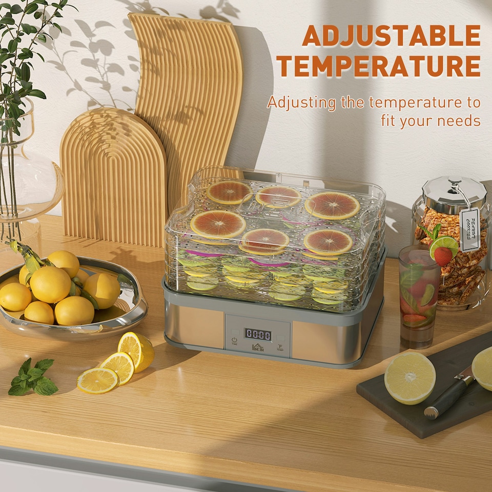 image 1 of HOMCOM 5 Tier Food Dehydrator, 245W for Drying Fruit, Meat, Vegetable, Black