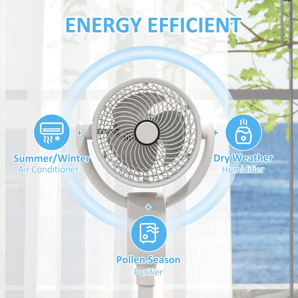 image 1 of HOMCOM Pedestal Fan, Air Circulation Fan with Oscillating, Tilt, for Home | White | White | 31L x 31W x 92H cm