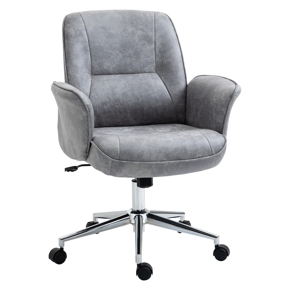 image 1 of Vinsetto Swivel Computer Office Chair Mid Back Desk Chair for Home Study Bedroom, Light Grey
