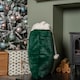 image 4 of 80x55cm Green Christmas Sack with White Cuff and Pom Poms