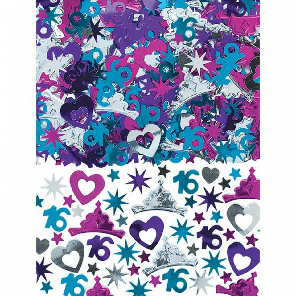 Amscan Sweet 16 Celebration Mega Value Metallic Confetti - Blue/Purple/Silver - One Size