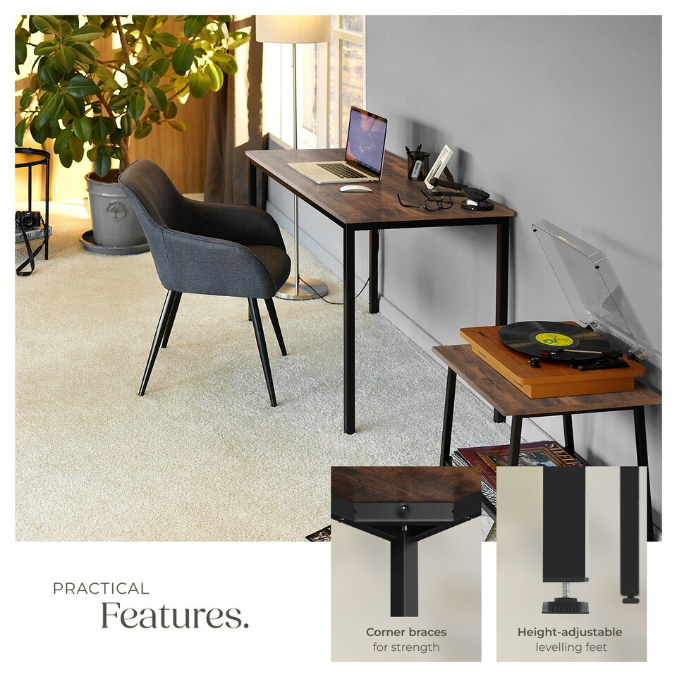image 1 of Desk Vanport - height-adjustable plastic feet | Brown | Industrial wood dark, rustic | 120 x 60 x 75,50 cm | 1