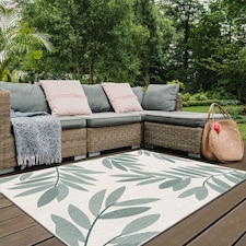 Reversible Outdoor Rugs in Trailing Leaves Design Duo Weave Collection