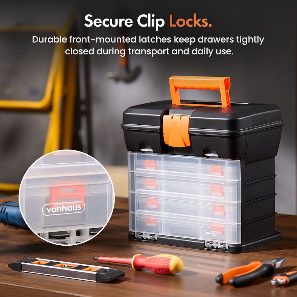 image 1 of VonHaus Multi-purpose Utility Tool Box with 4 Removable Trays