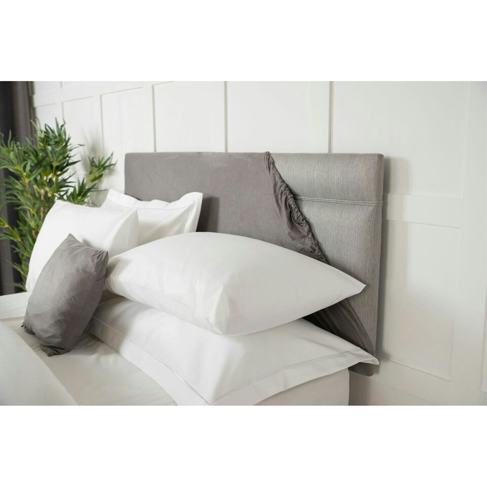 image 1 of Belledorm Faux Suede Plain Headboard Cover - Charcoal - 90cm x 180cm