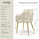 image 6 of Dining Chair Avane - velvet look, padded armchair, high backrest and high armrests - Set of 4 Cream | Beige