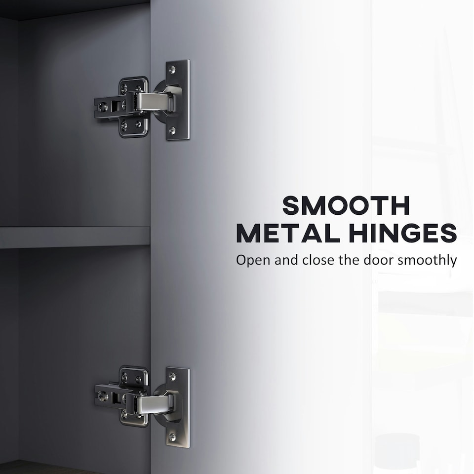 image 1 of HOMCOM Bathroom Cabinet Wall Mounted Mirror Storage with Shelves Grey