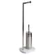 image 2 of Showerdrape Octavia White Marble & Chrome Toilet Roll Holder & Toilet Brush Combination