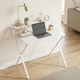 image 8 of HOMCOM Folding Desk with 2-Tier Shelf for Home Office | White