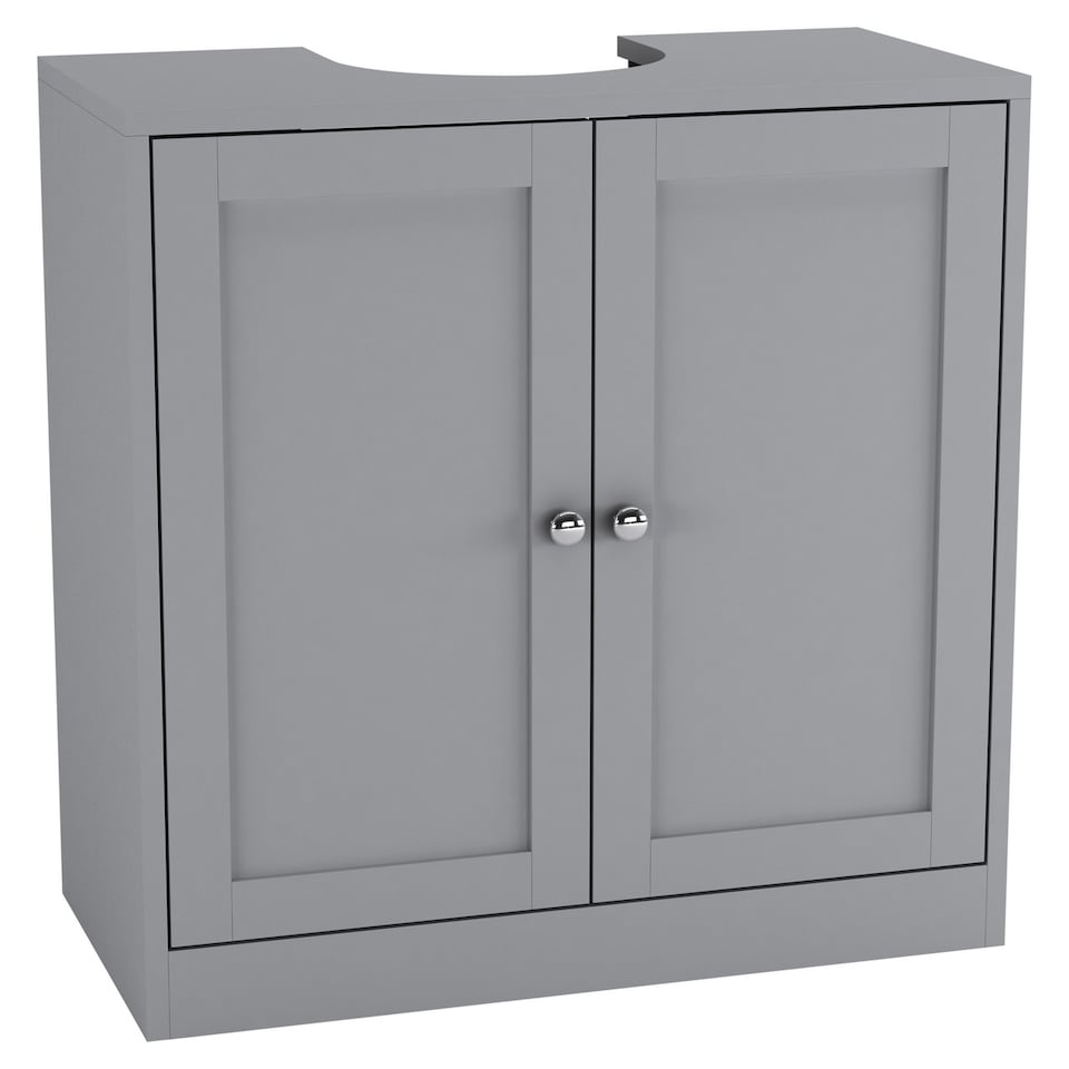 image 1 of Under Sink Full Pedestal Basin Cabinet Cupboard Bathroom Storage Unit | Grey | 1