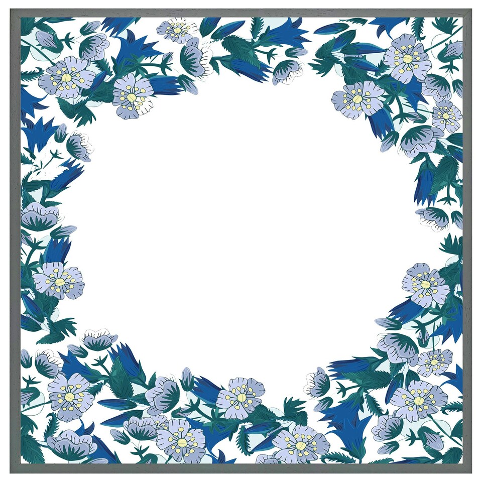 image 1 of Winter blue flowers (Picture Frame) Brown | XL