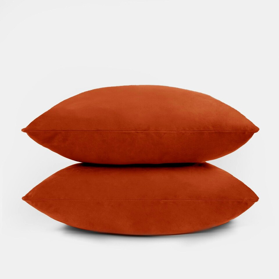 image 1 of OHS 2 x Soft Plain Matte Velvet Cushion Covers, 45x45cm - Rust