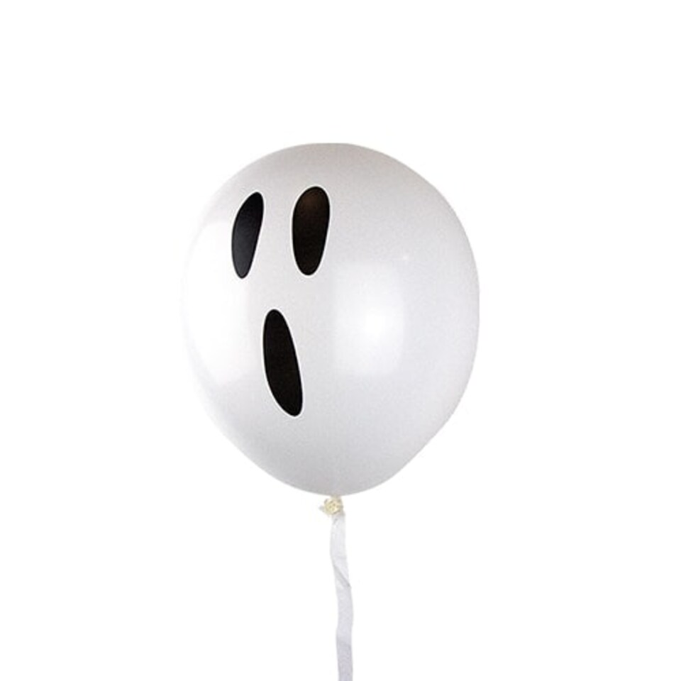 Halloween Ghost Latex Balloons With Streamer 30cm / 12 in - Pack of 10