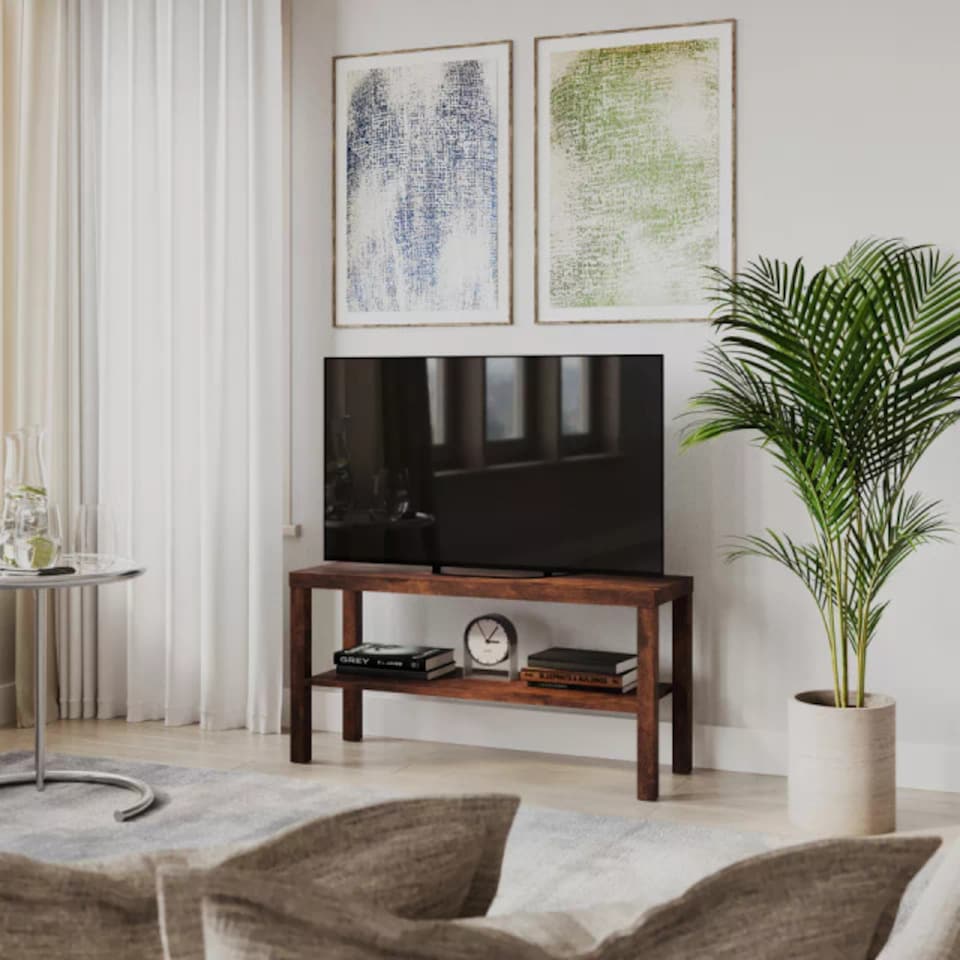 image 1 of URBNLIVING 2 Tier TV Bench Entertainment Media Stand 90cm | Multi | Rustic Brown | 1