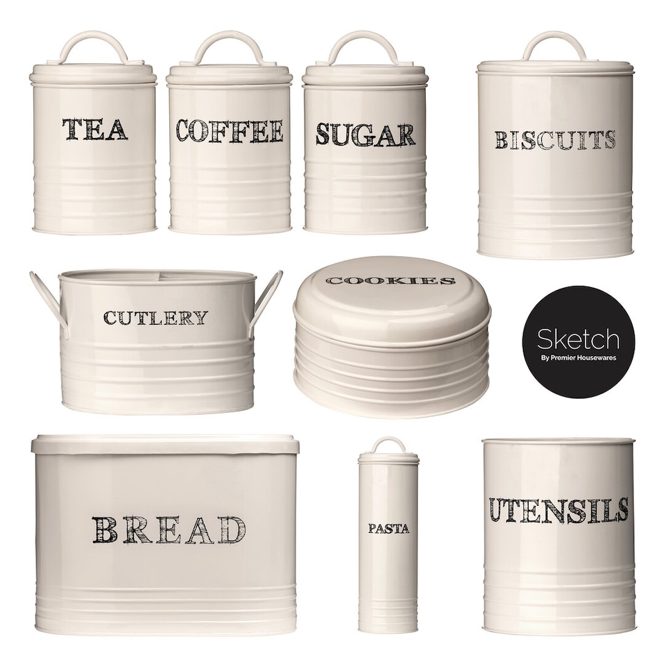 image 1 of Sketch Tea Coffee And Sugar Canister Set
