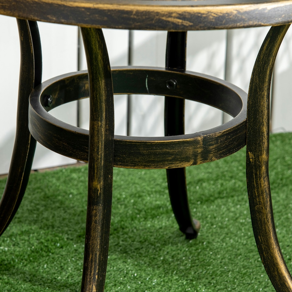 image 1 of Outsunny 60cm Round Hollow Top Design Side Table with Cast Aluminum Frame