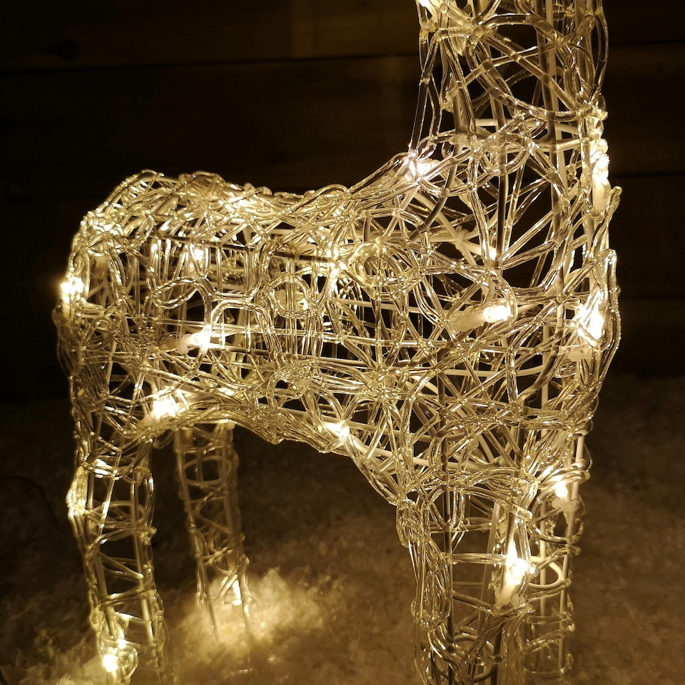 image 1 of 61cm Soft Acrylic Flashing LED Reindeer Christmas Decoration with Timer in Warm White