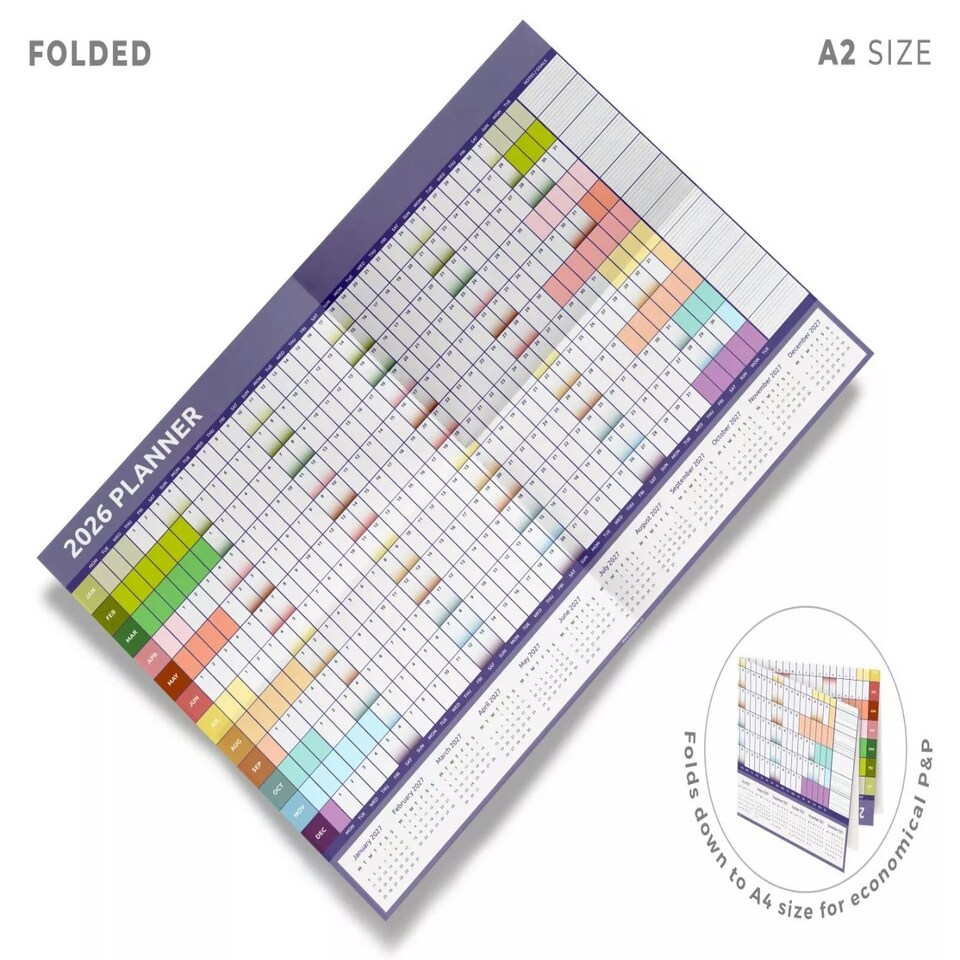 image 1 of A2 2026 Wall Planner Rainbow Design
