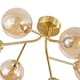 image 4 of Designer Satin Gold 6-Arm Ceiling Light Fixture with Amber Tinted Glass Shades | Gold