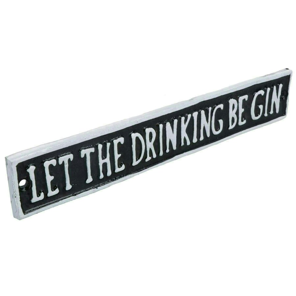 image 1 of Let The Drink Be Gin Cast Iron Sign Plaque Wall Door House Cocktail Pub Bar