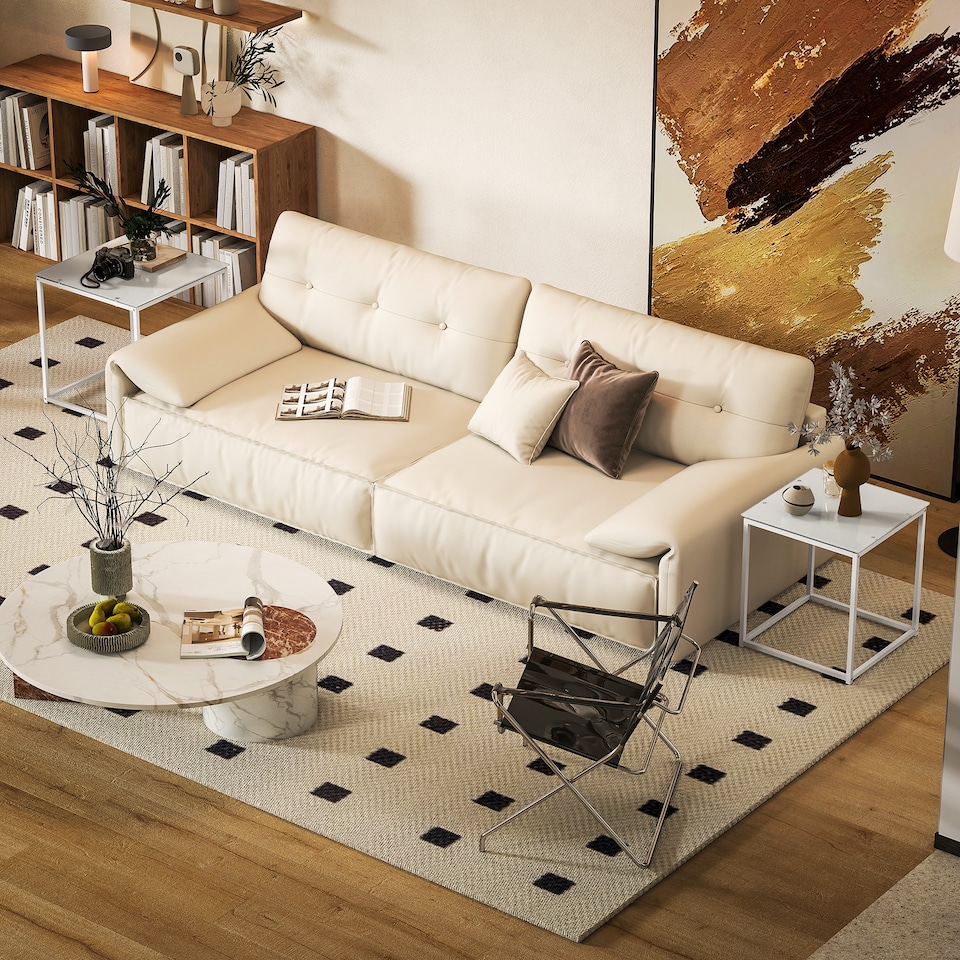 image 1 of HOMCOM Nest of Tables, Set of 2 Coffee Table, Side Tables with Tempered Glass Desktop and Metal Frame for Living Room, Bedroom, Office, White | White