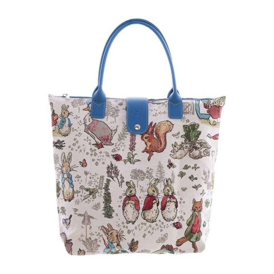 Signare Foldable Shopper Tote Bag Peter Rabbit Cream