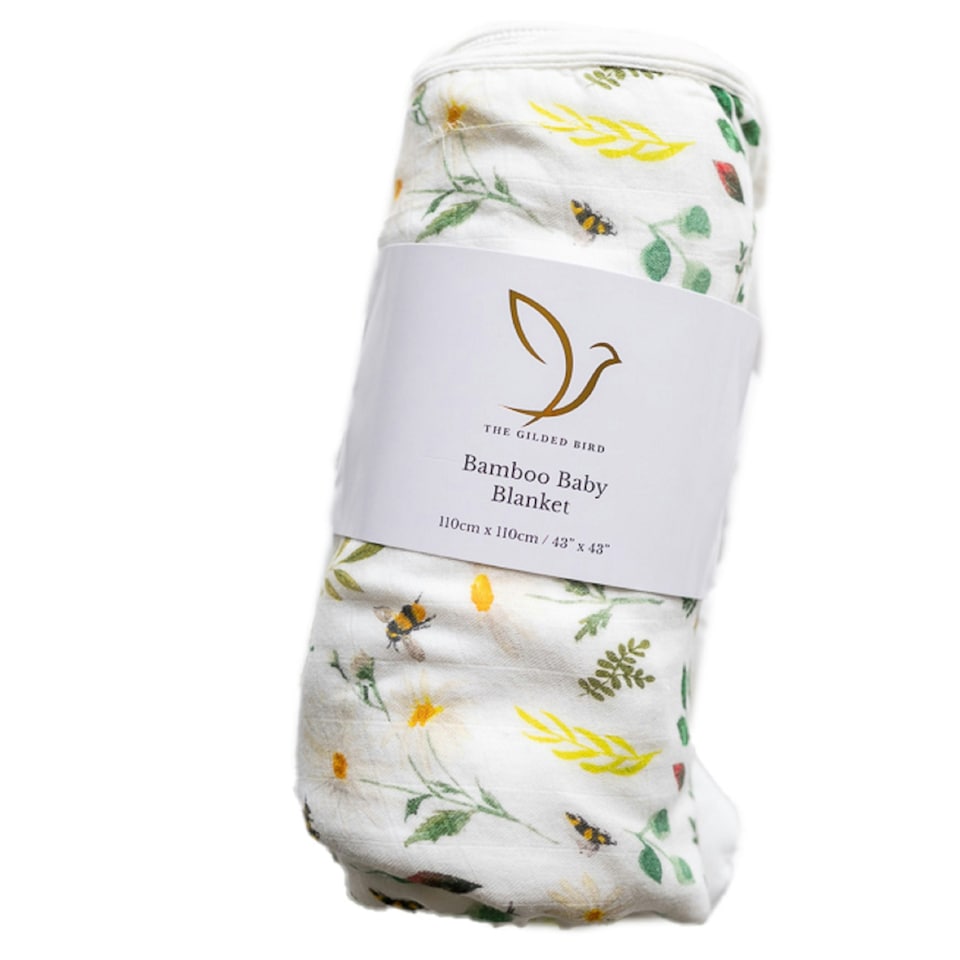 image 1 of The Gilded Bird Wild Bee Bamboo Baby Blanket