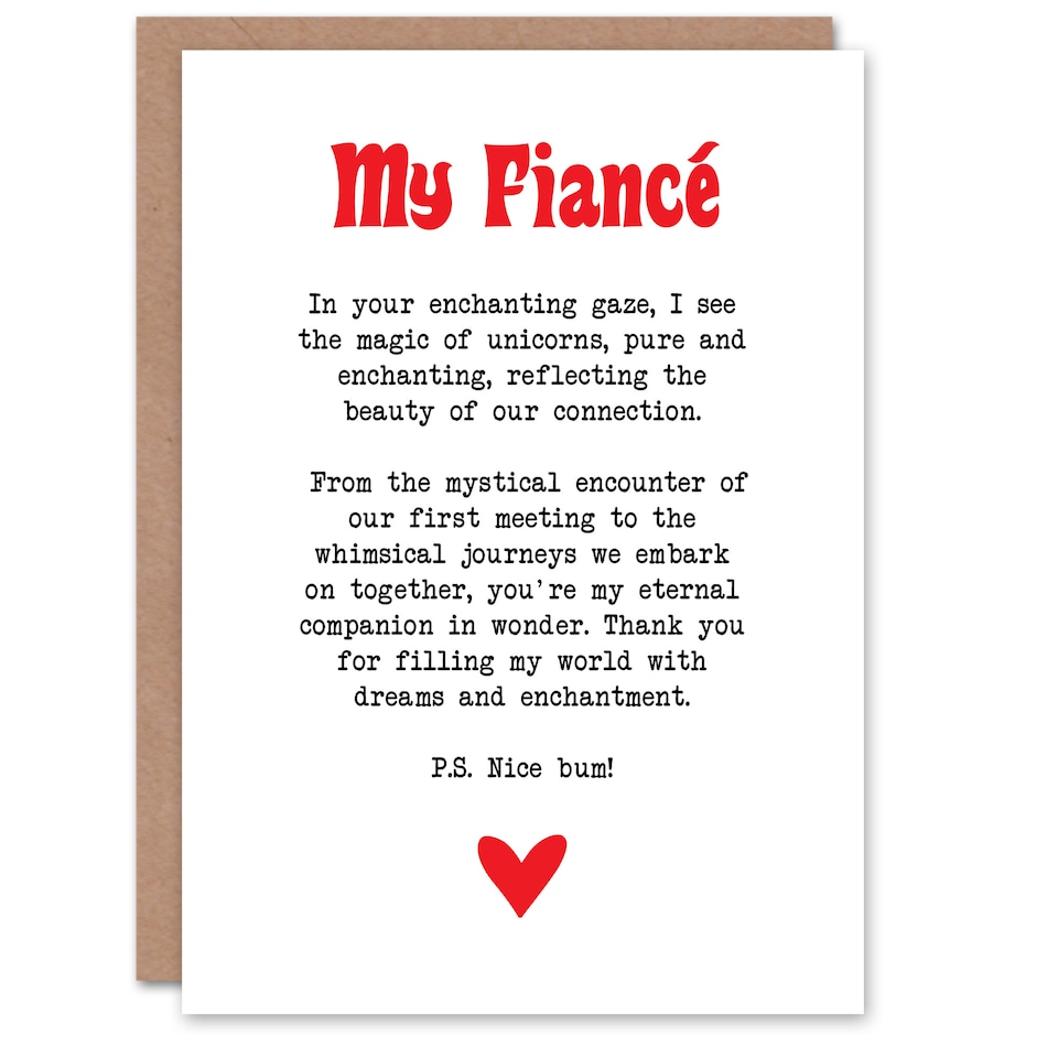 image 1 of Greeting Card Love Poem Unicorn Magic Fiancé Romantic Valentine's Day