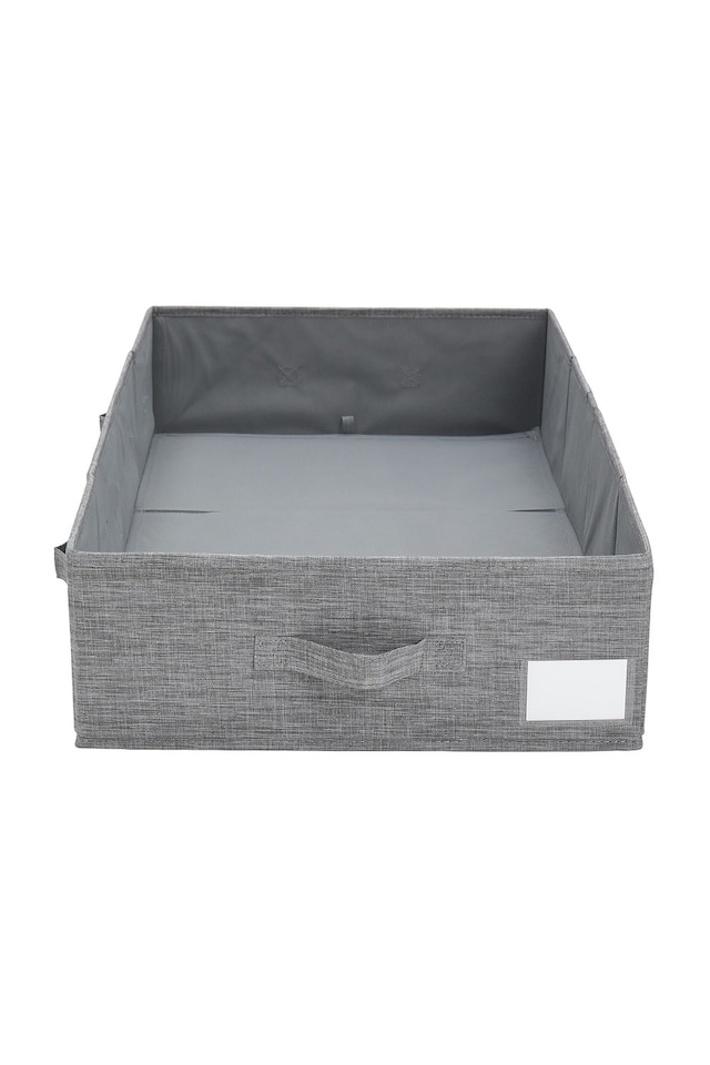 image 1 of Living and Home Fabric Under-Bed Clothes Organizer with Lid | Grey