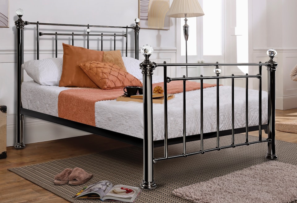 image 1 of 4ft Small Double Black nickel,Traditional Antique Victorian Metal Bed Frame | Black | Black Nickel | Small Double