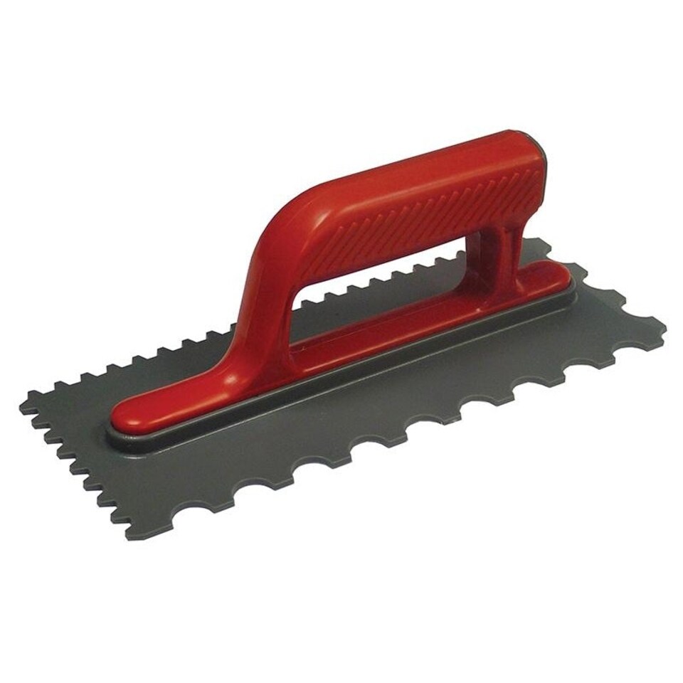 Faithfull Notched Trowel V 4mm & Round 7mm Plastic Handle 11 X 4.1/2in - Multi Colour - 115 x 278mm (11 x 4.1/2in)