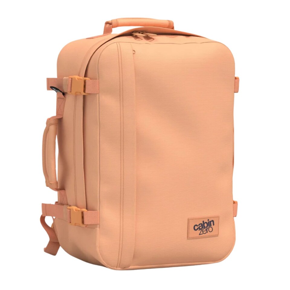 image 1 of CabinZero Classic Cabin Backpack 36L, Light & Roomy for Airline Overheads | Pink | Sunny Day