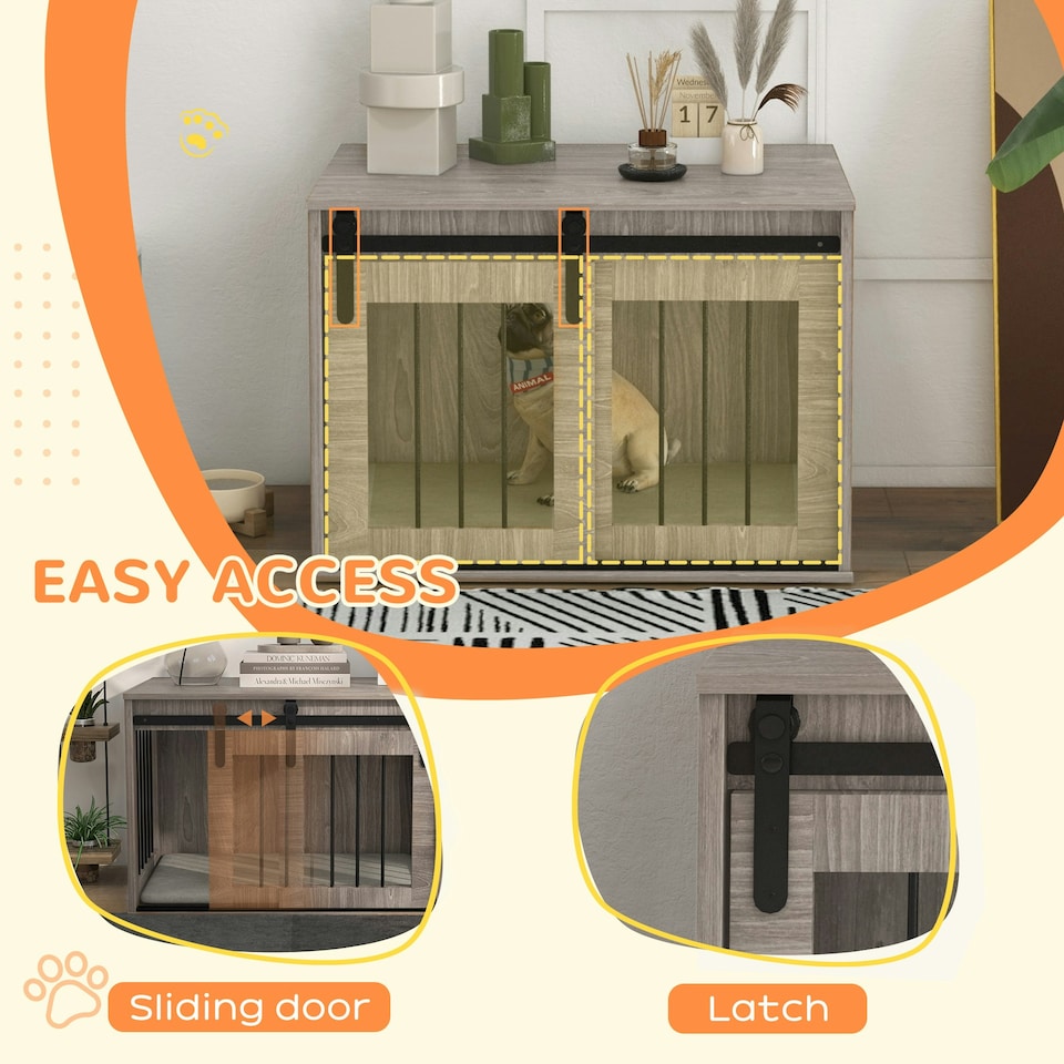 image 1 of PawHut Dog Crate Furniture with Removable Cushion, for Medium Dogs - Brown