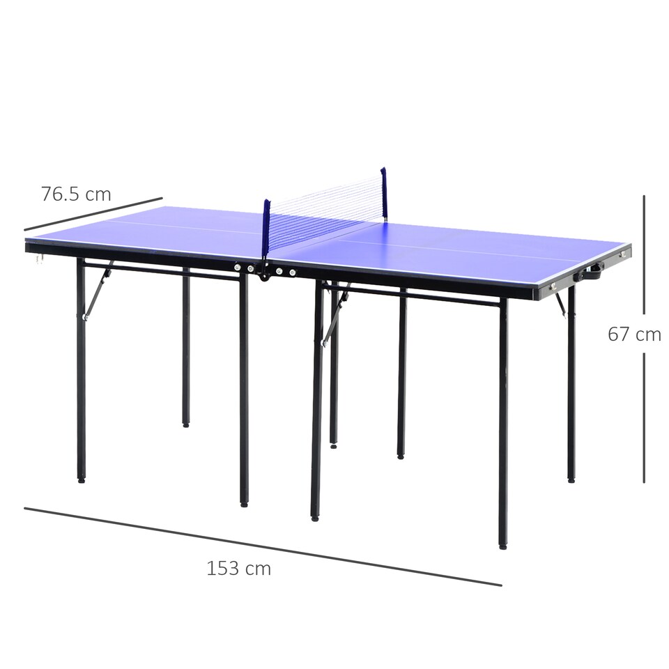 image 1 of HOMCOM Folding Mini Table Tennis Portable Ping Pong Set Games Play Sport w/ Net | Blue | Blue , Black