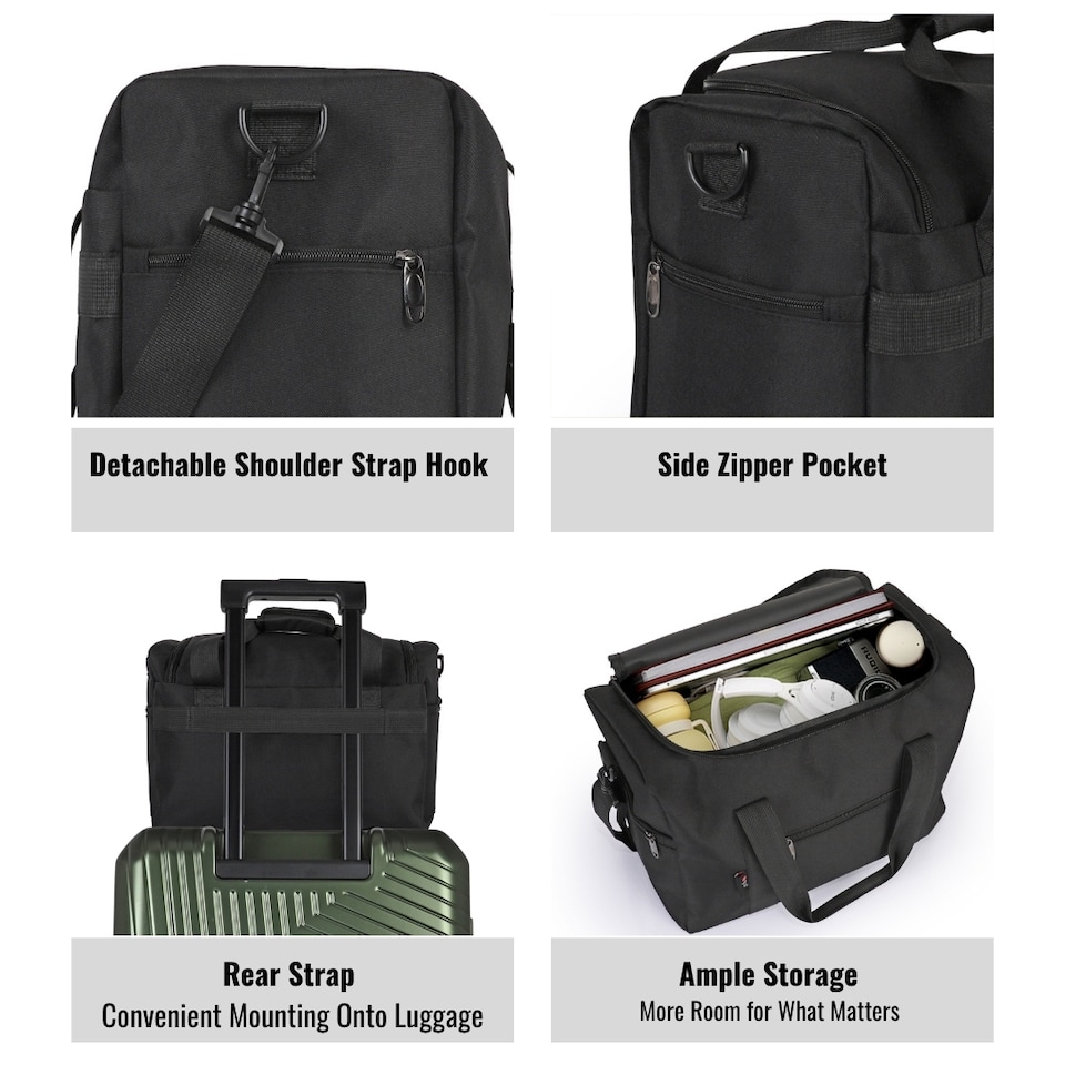 image 1 of Cabin Travel Bag 40x30x20cm Lightweight Duffel with Shoulder Strap and Pocket