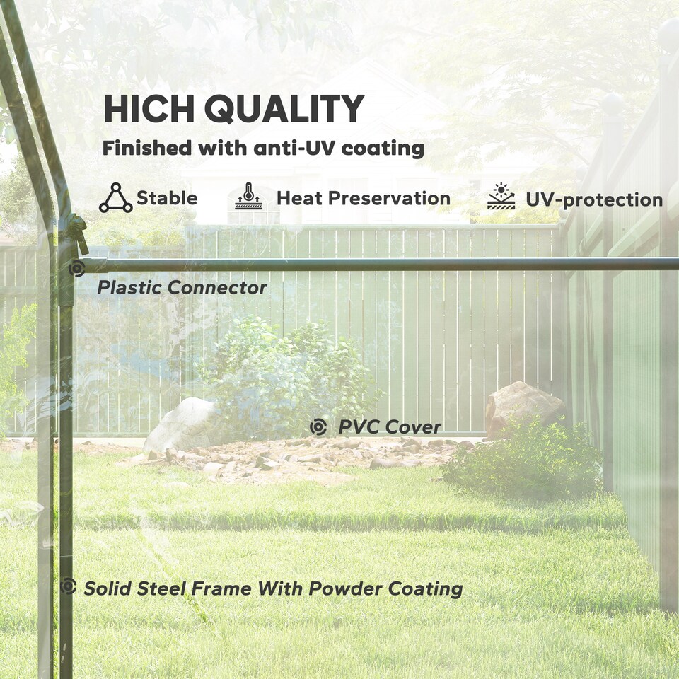 image 1 of Outsunny Portable Walk-in PVC Greenhouse w Zipped Door for Flowers Plant