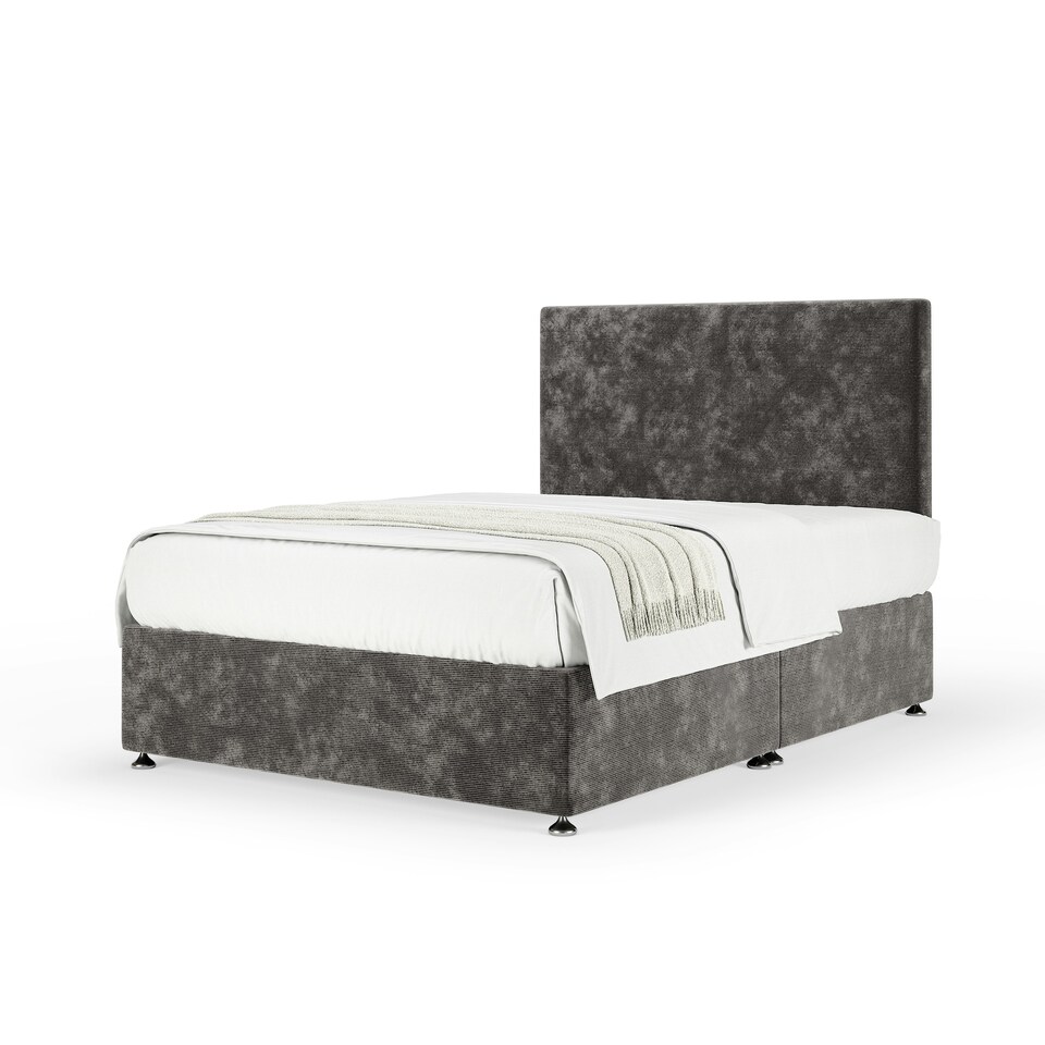 image 1 of Signature Platinum 2000 Pocket Sprung Charcoal Chenille Divan Set And Valencia Headboard King Size