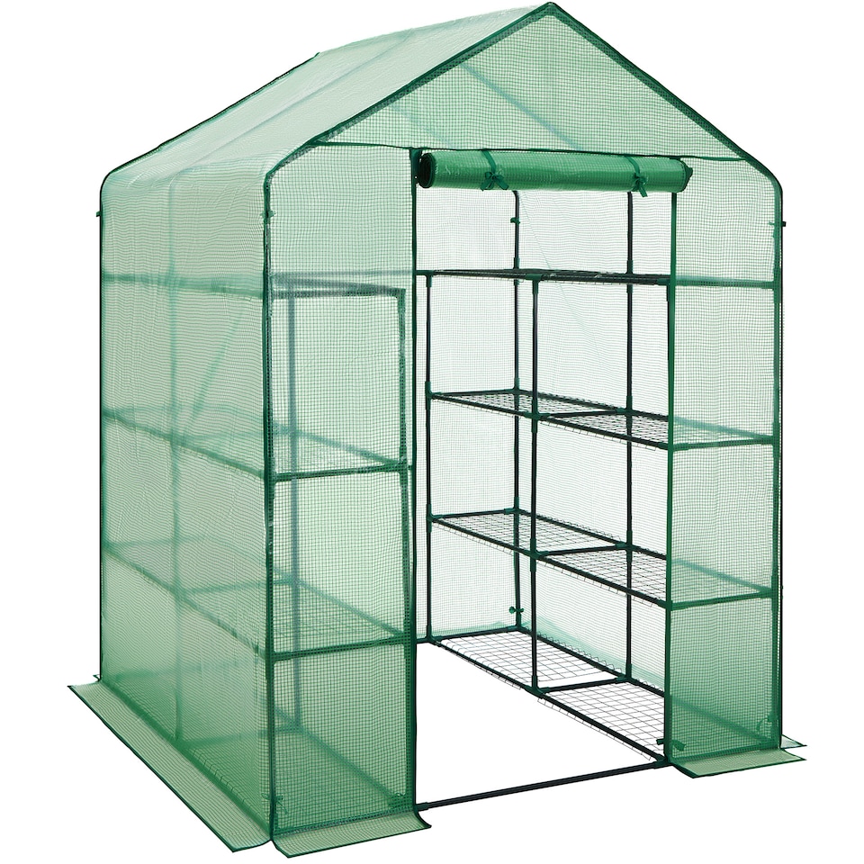 image 1 of Greenhouse - 16 shelf levels, tarpaulin cover, 143 x 143 x 195 cm