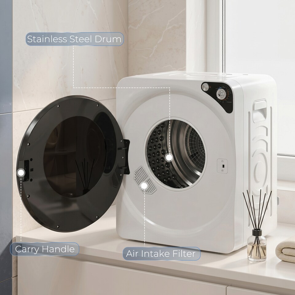 image 1 of HOMCOM 5kg Vented Tumble Dryer, Compact Dryer with 5 Drying Modes