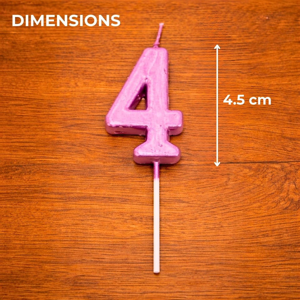 image 1 of Number Candle Pink 4 Candle Birthday Anniversary Party Cake Decorations Topper | Pink