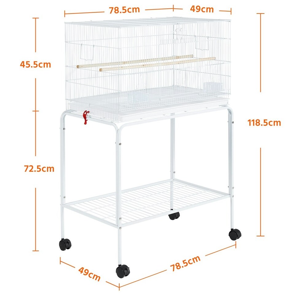 image 1 of Yaheetech 118.5 cm Flight Cage with Rolling Stand and Slide-out Tray White